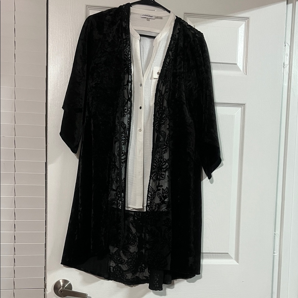 Elegant Black Lace Kimono Robe cover up